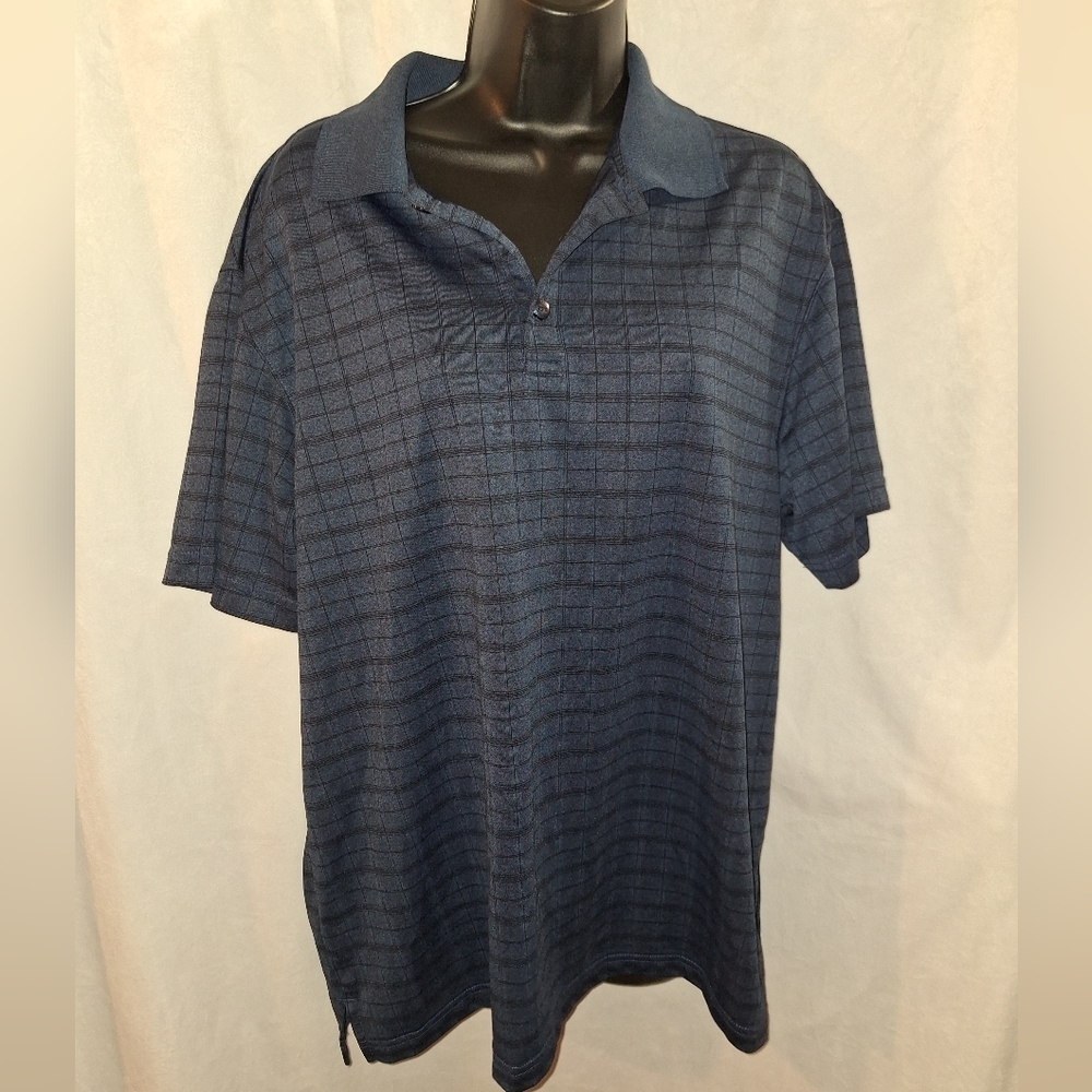 Men's Blue Checkered Polo Shirt
